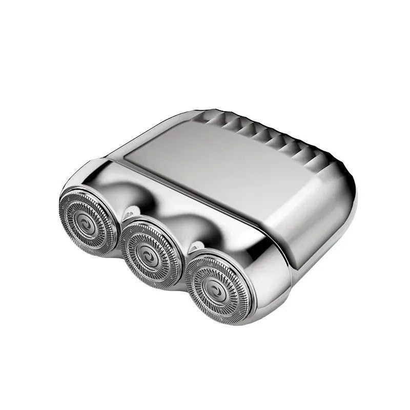 Three-head magnetic mini electric shaver in four colour options with floating cutter head design