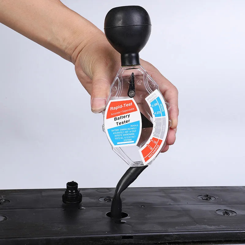 Suction electrolyte hydrometer tool for lead acid battery testing with measurement scale
