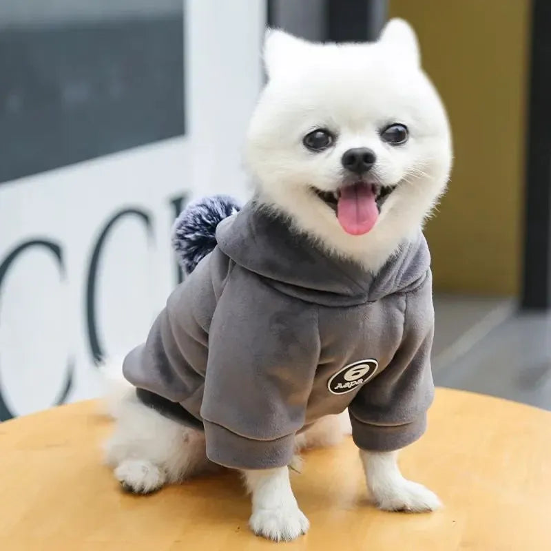 Blue fleece hooded coat for small dogs and cats winter warm outerwear