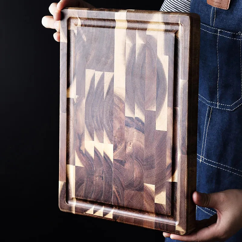Brown acacia wood parquet cutting board 3cm thick for kitchen chopping
