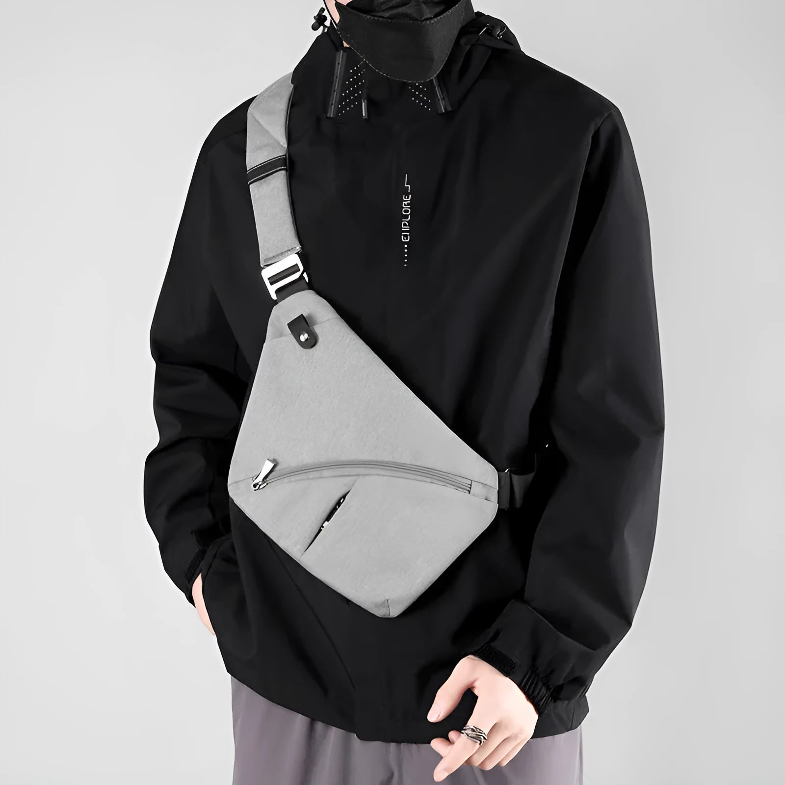 Men's Oxford cloth chest bag in urban simplicity style with single shoulder design and letter detailing