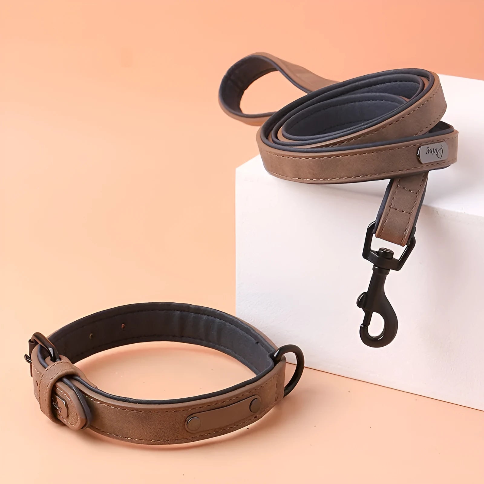 Simple portable anti loss adjustable dog collar in charming purple with double-layer thickening PU front and microfiber back