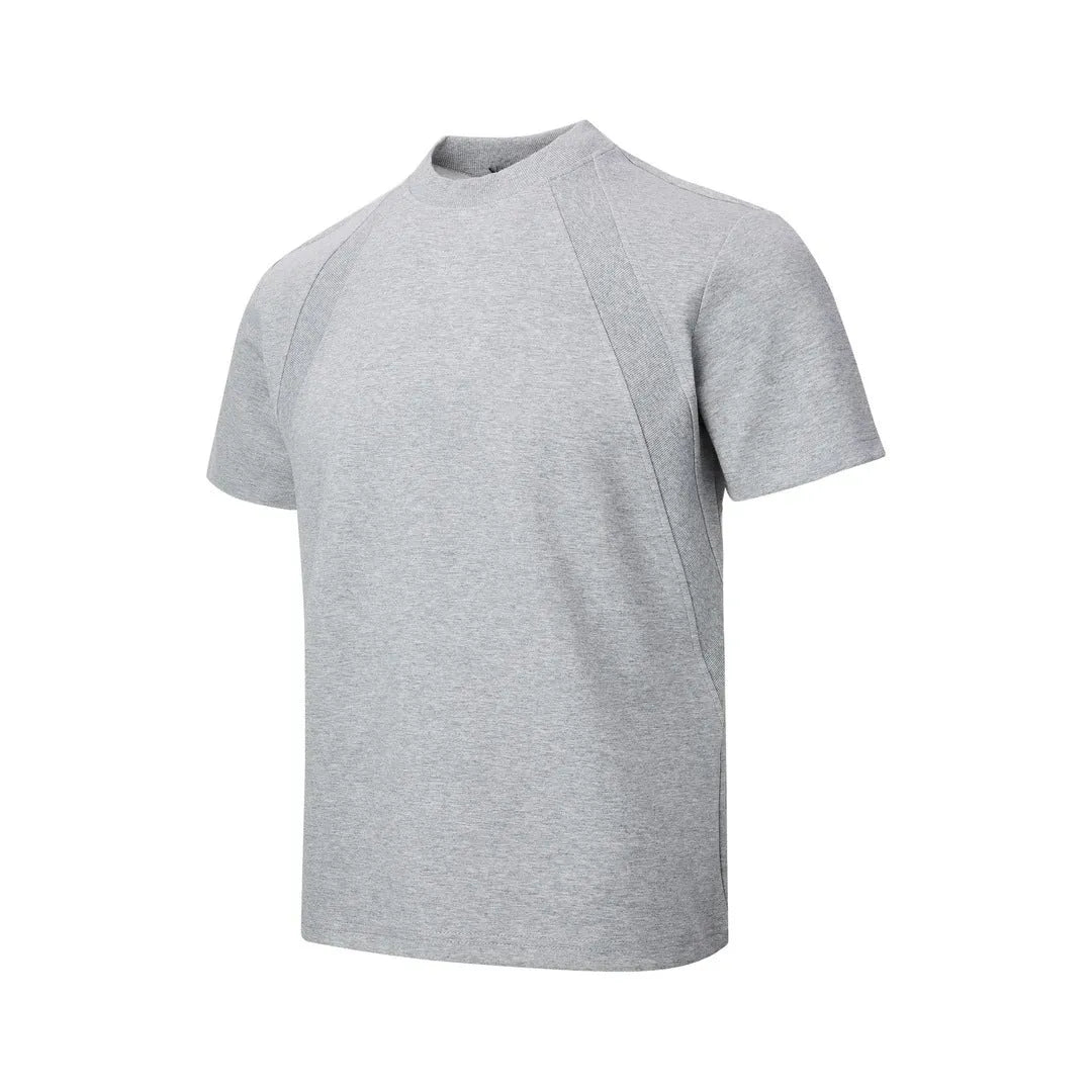 Loose fit short sleeve top with air layer stitching in black, white, or grey.
