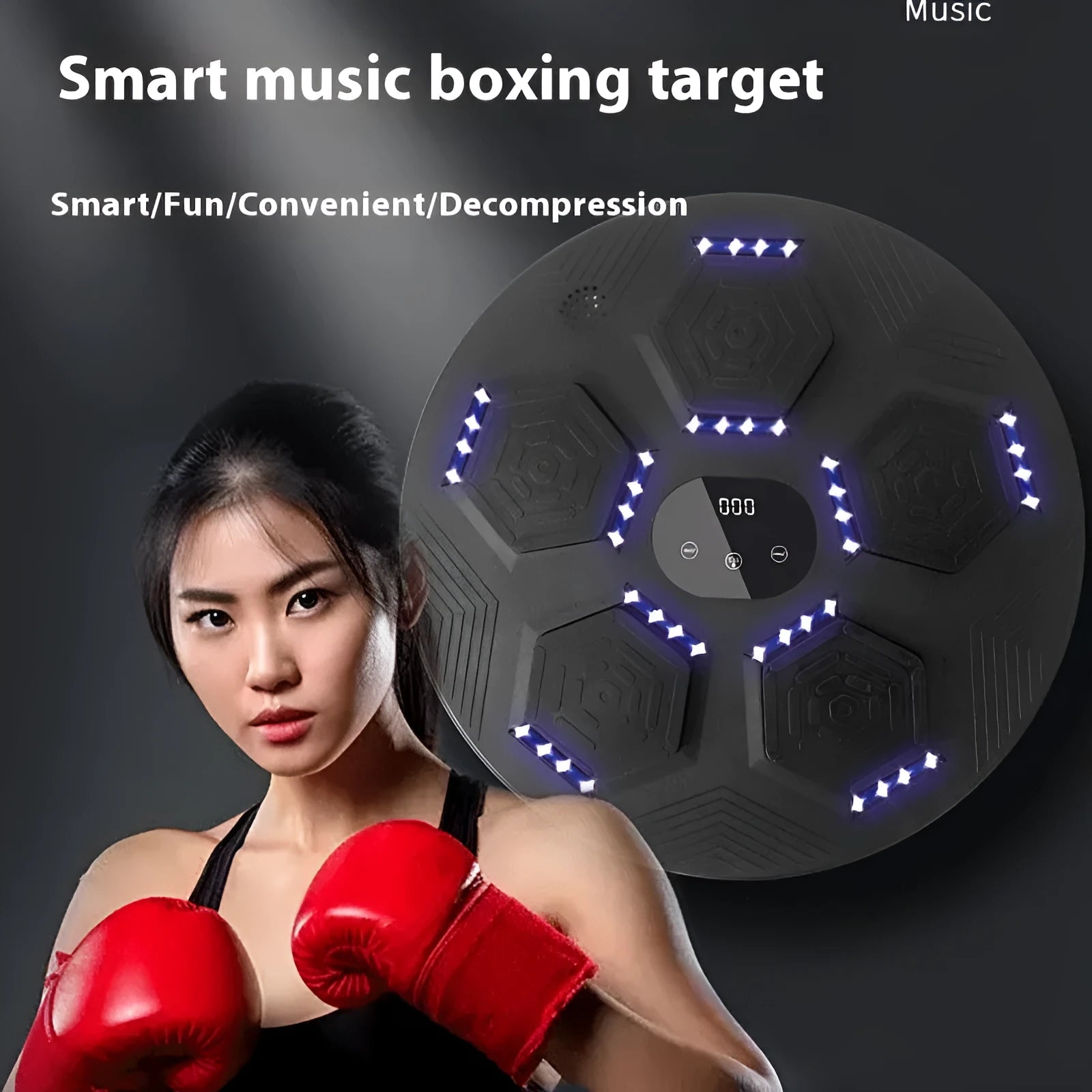 Smart music boxing machine wall mounted PU reaction target in black for home training