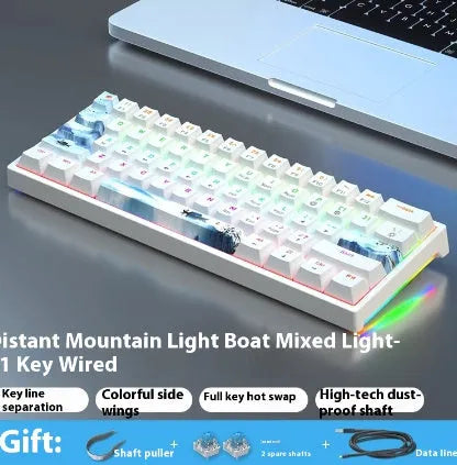 61-key compact mechanical keyboard with wired hot-plug design in multiple colour options