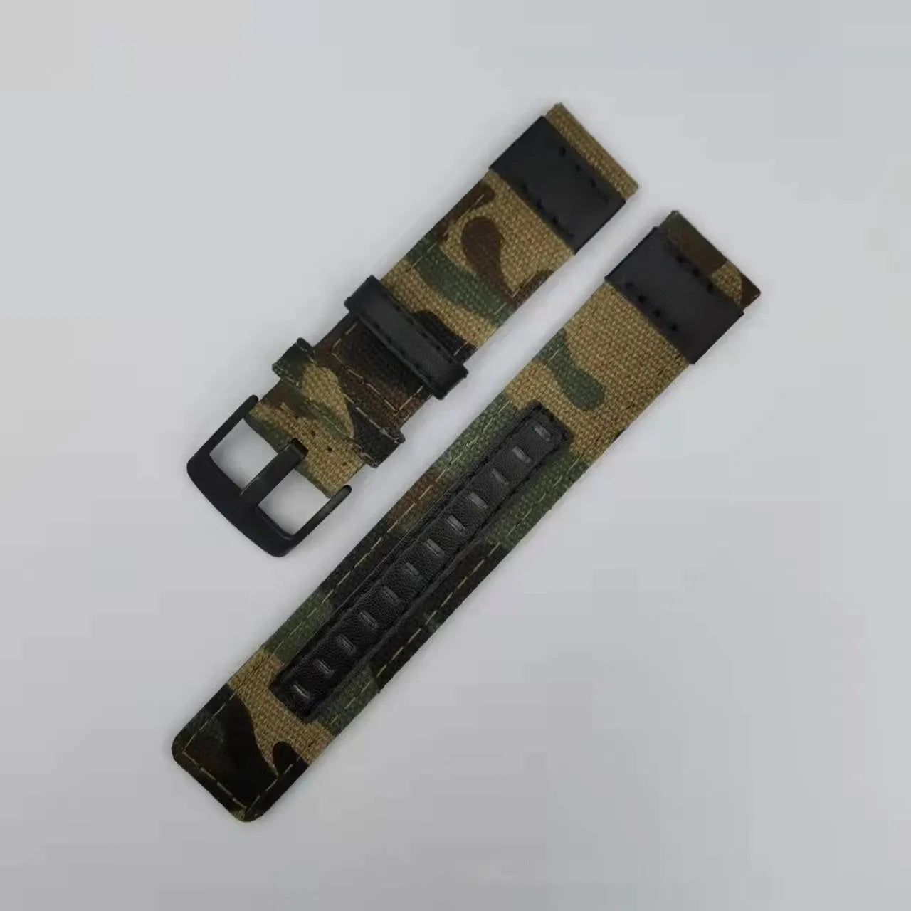 Oxford cloth canvas watch strap in multiple colour and size options on a watch case.