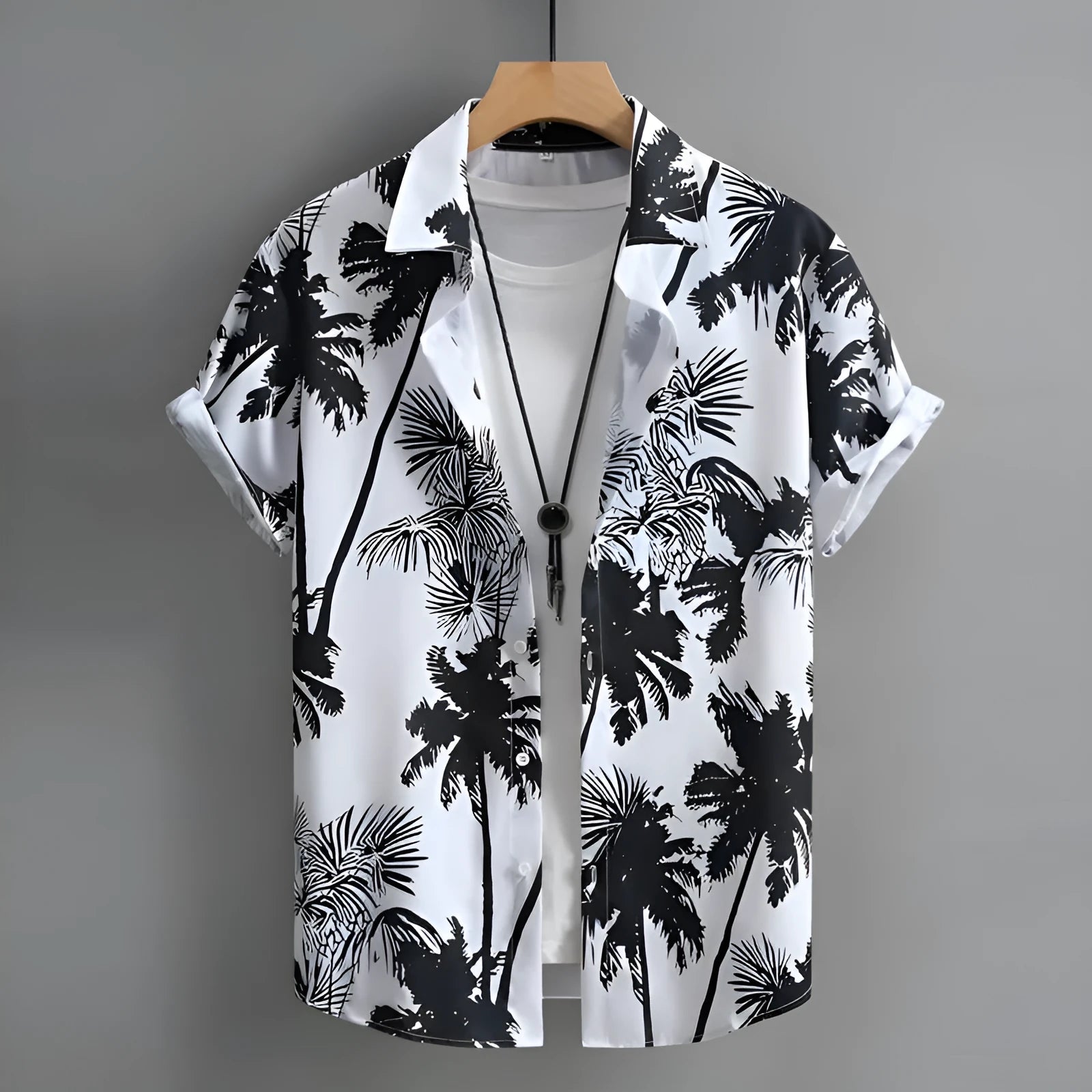 Men's Hawaiian 3D printed short-sleeved shirt in cardigan style, regular fit, polyester blend, multiple colours