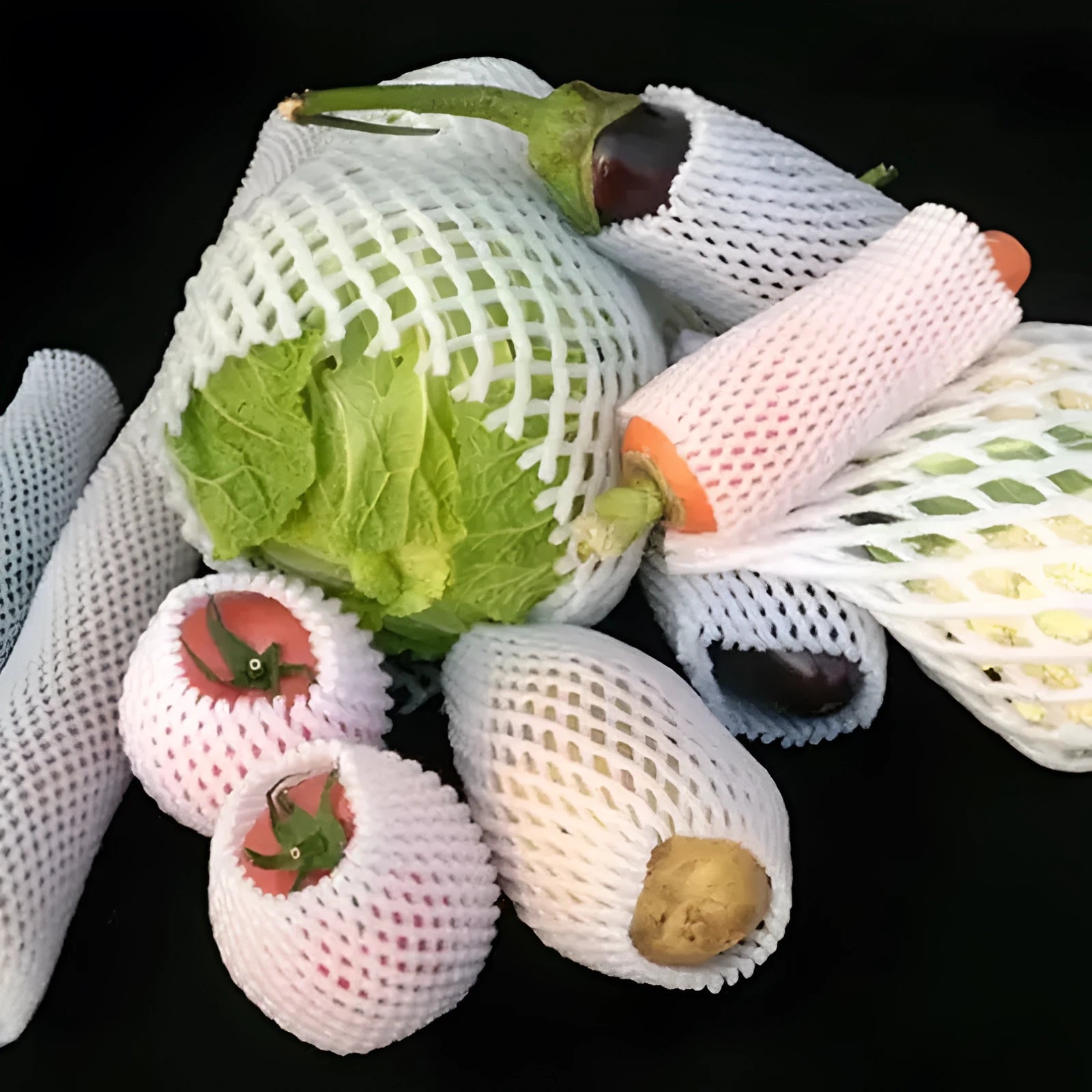 Ordinary white foam net protective case shown in various sizes for delicate items.