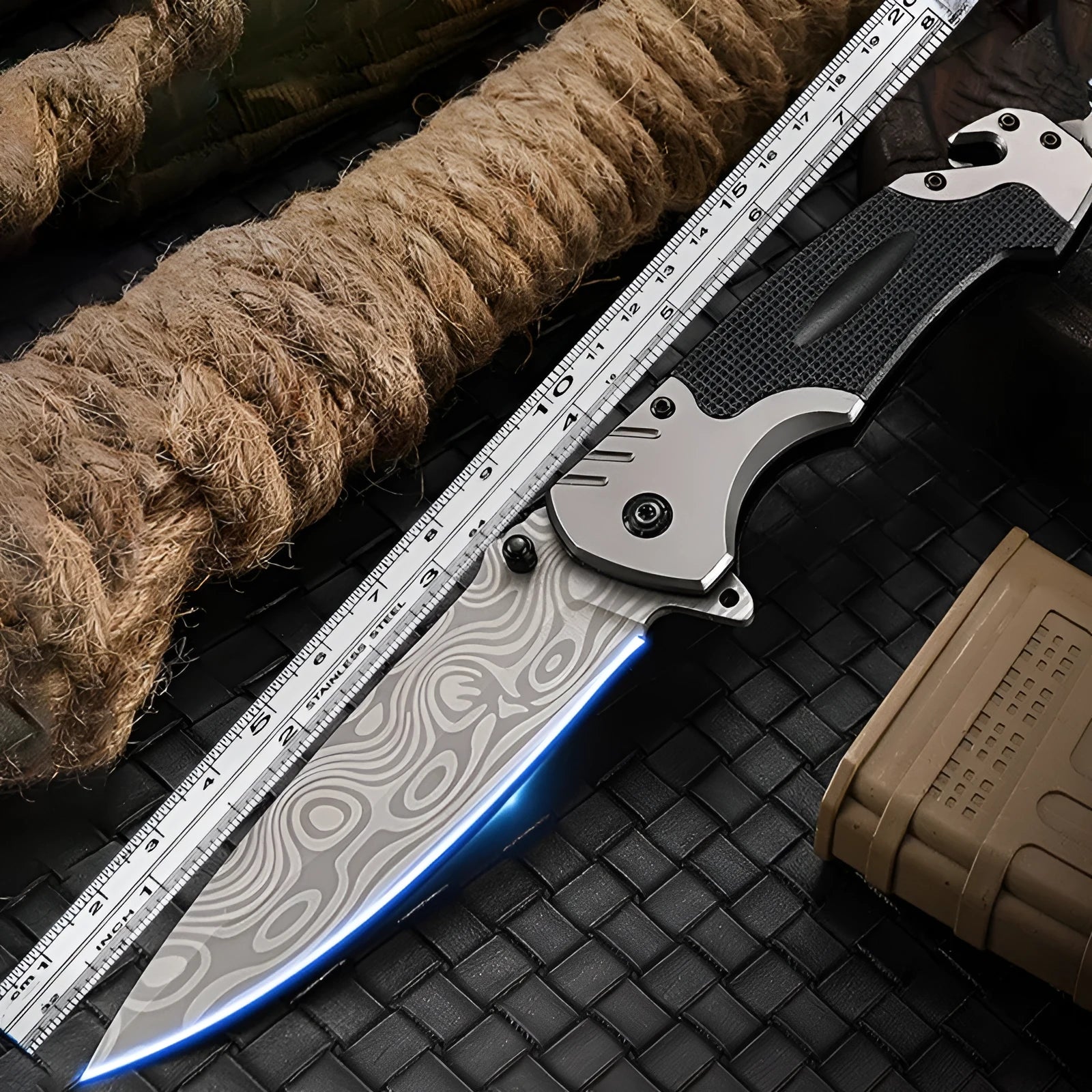 Outdoor tool self-defense portable folding knife with alloy blade, 115mm handle, 225mm full length, no pattern finish
