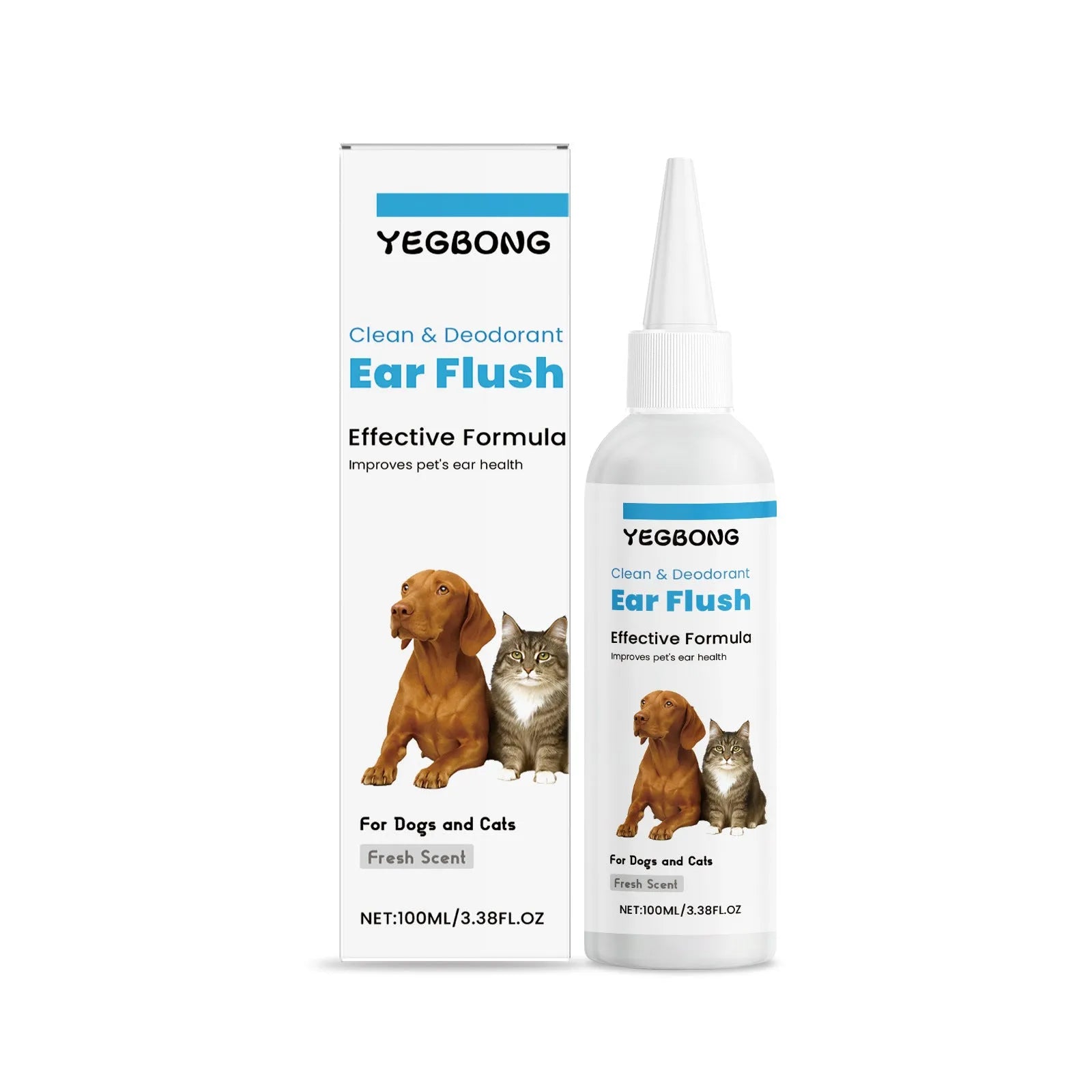 100ml bottle of dogs and cats ear cleaner with applicator tip for gentle earwax removal