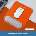 Ergonomic cloth silicone mouse pad with built-in wrist rest in a choice of colours.