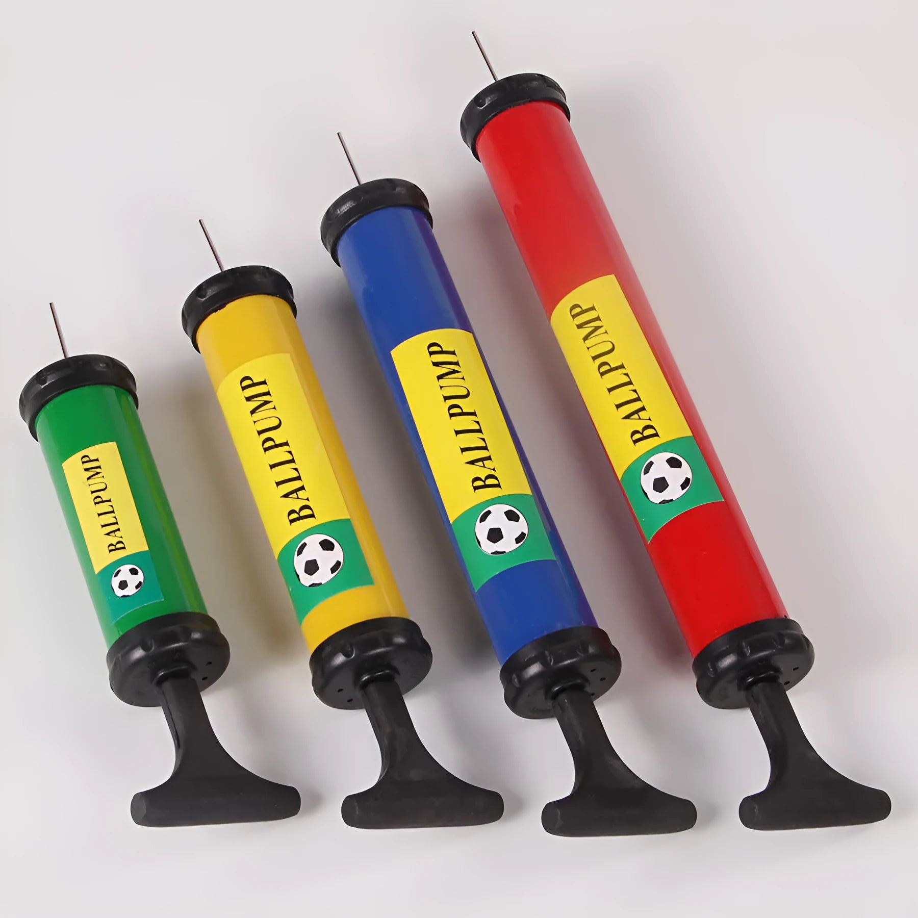 Plastic manual hand pump for inflating basketballs, volleyballs, footballs and balloons