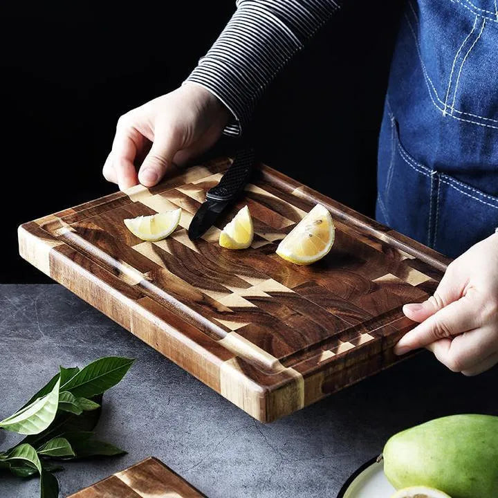 Brown acacia wood parquet cutting board 3cm thick for kitchen chopping