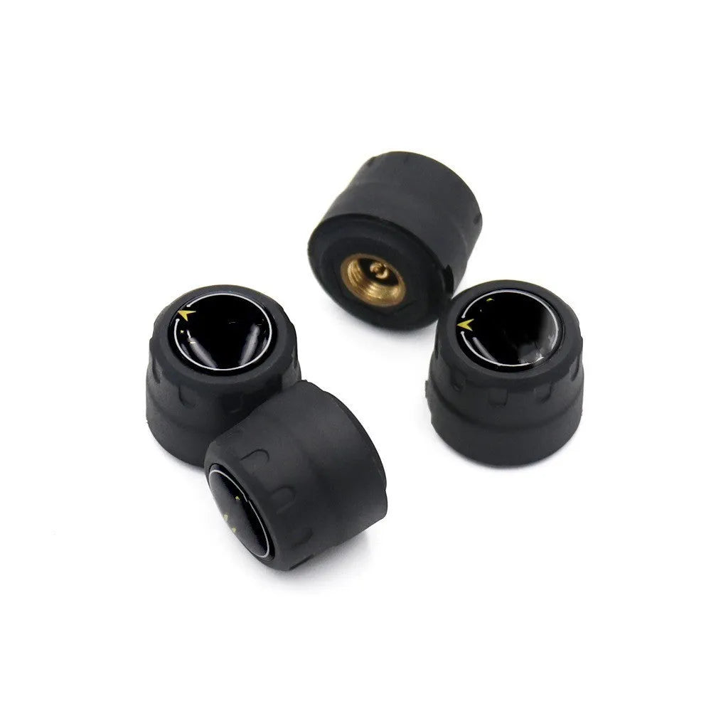 Black Bluetooth tyre pressure monitoring system with four external sensors and installation tools
