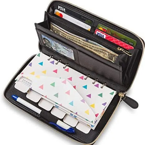 Unisex anti-theft card holder in solid colour PU with multiple card slots, shown in black