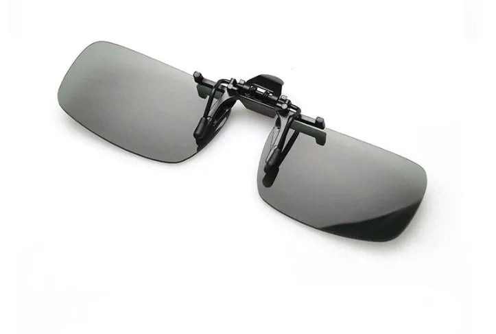 Polycarbonate clip-on sunglasses for prescription glasses with night vision tint option