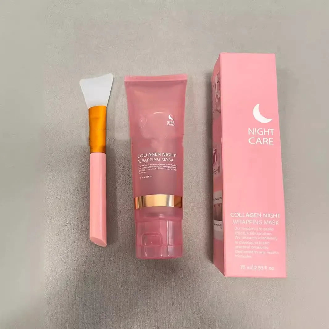 75ml collagen night face mask with application brush for overnight skin treatment