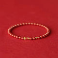 Natural raw ore cinnabar koi bracelet with gold ball model, available in 4mm or 6mm beads, national style.