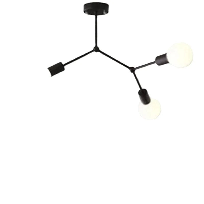 Iron Nordic ceiling lamp with 3 black heads for living room ceiling installation