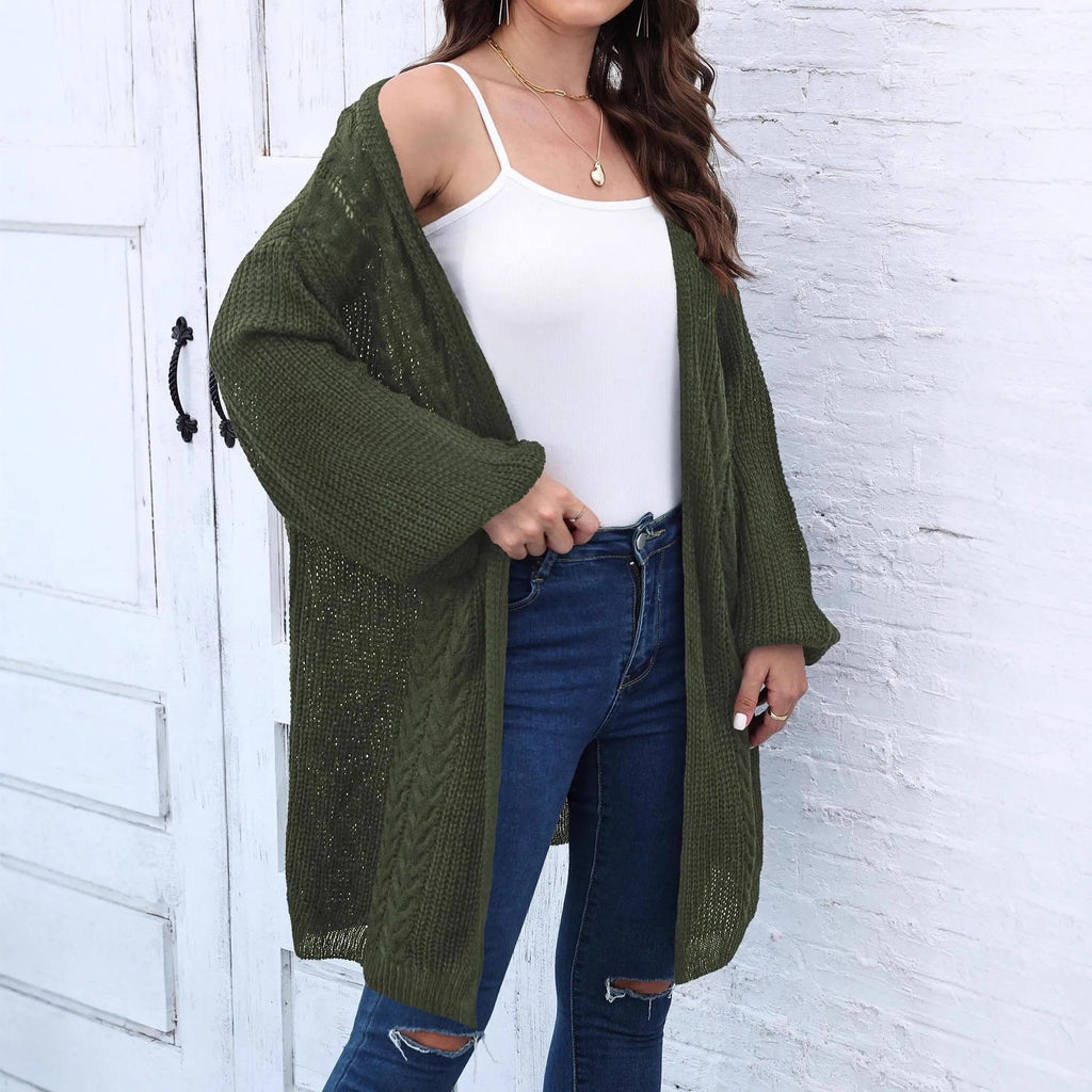 Women's loose fit acrylic sweater coat cardigan in solid colour options