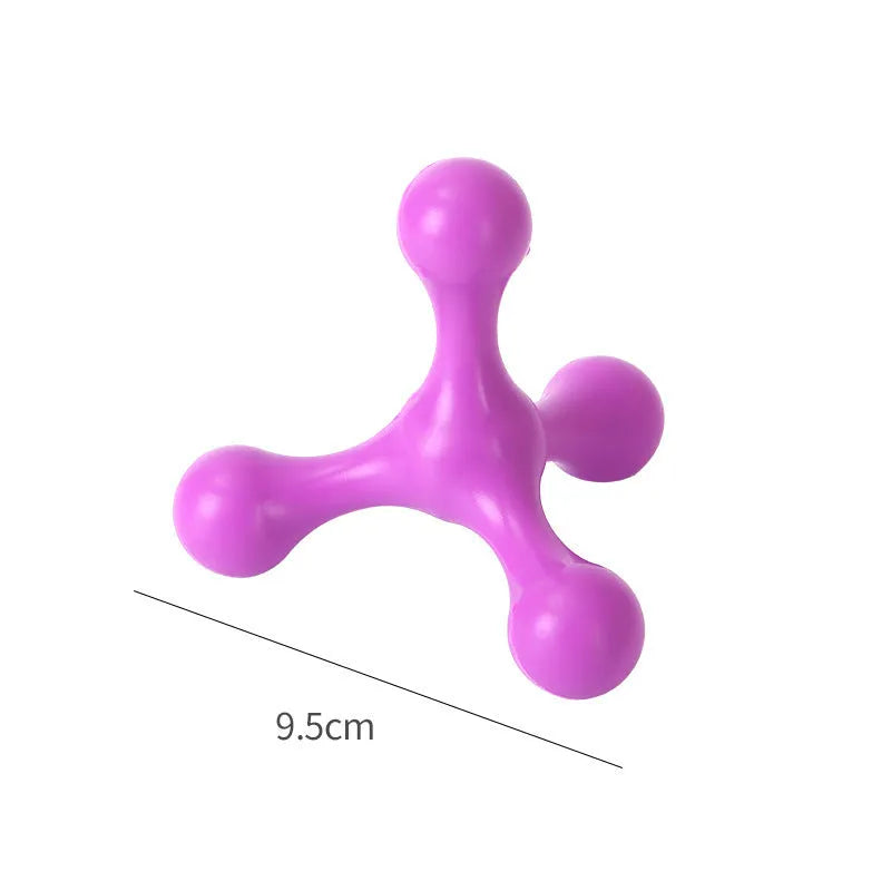 Blue silicone puppy chew toy with three legs for teething relief