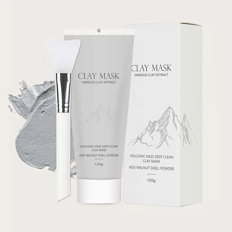 Volcanic mud mask deep cleaning facial mask with brush 120ml export