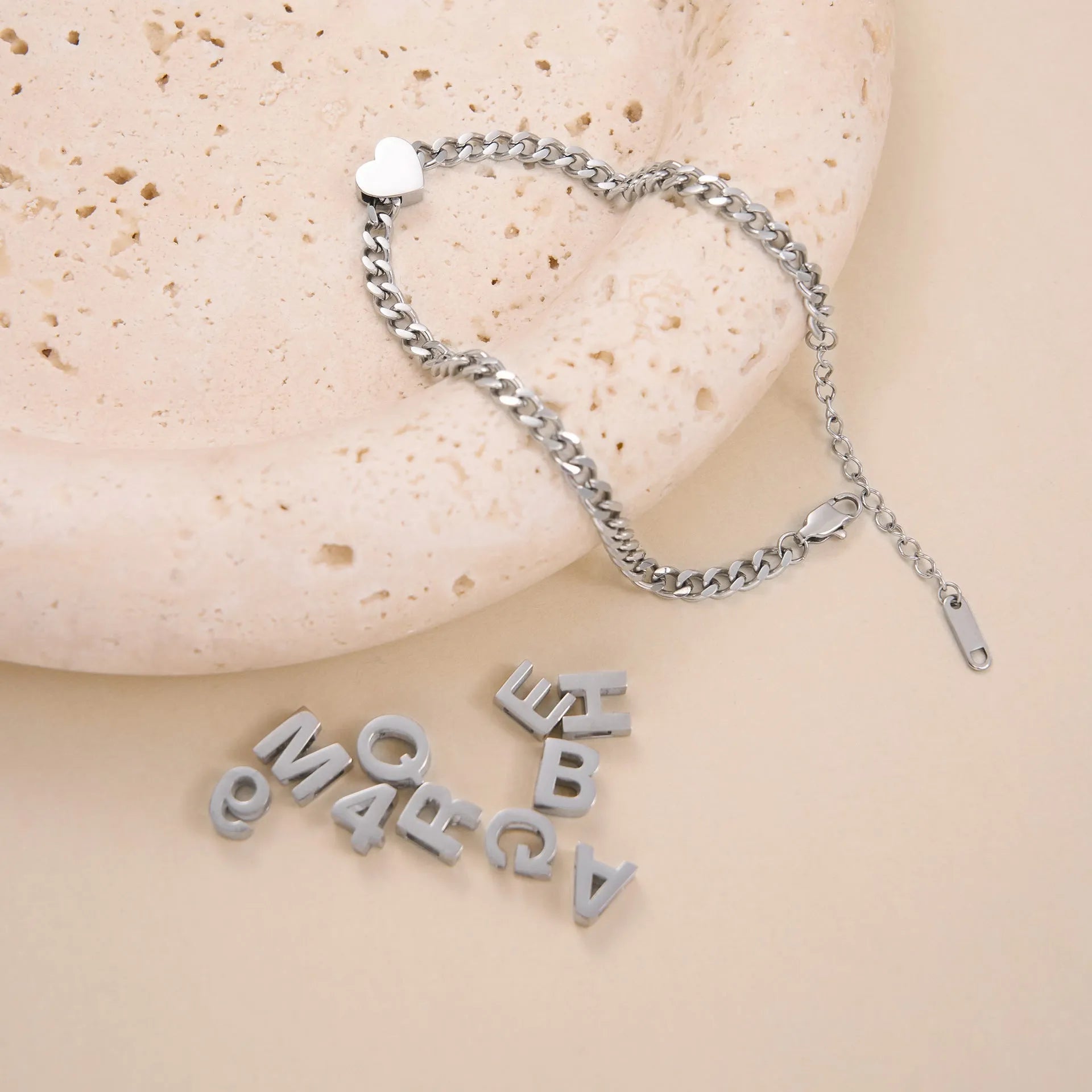 INS Commuter personalisable titanium steel necklace with number and letter pendant options in gold or silver finish