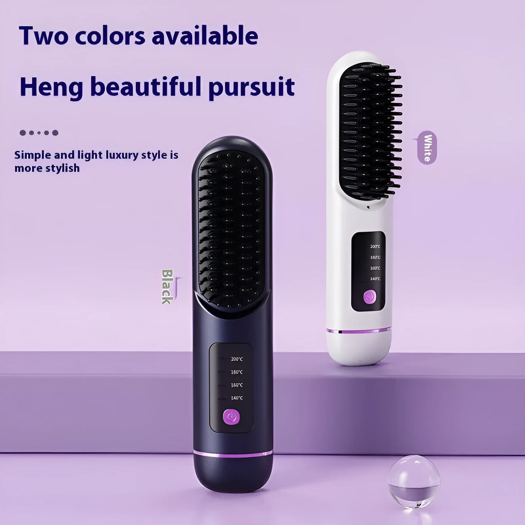 Portable charging negative ion straight hair comb in blue, grey, or white.