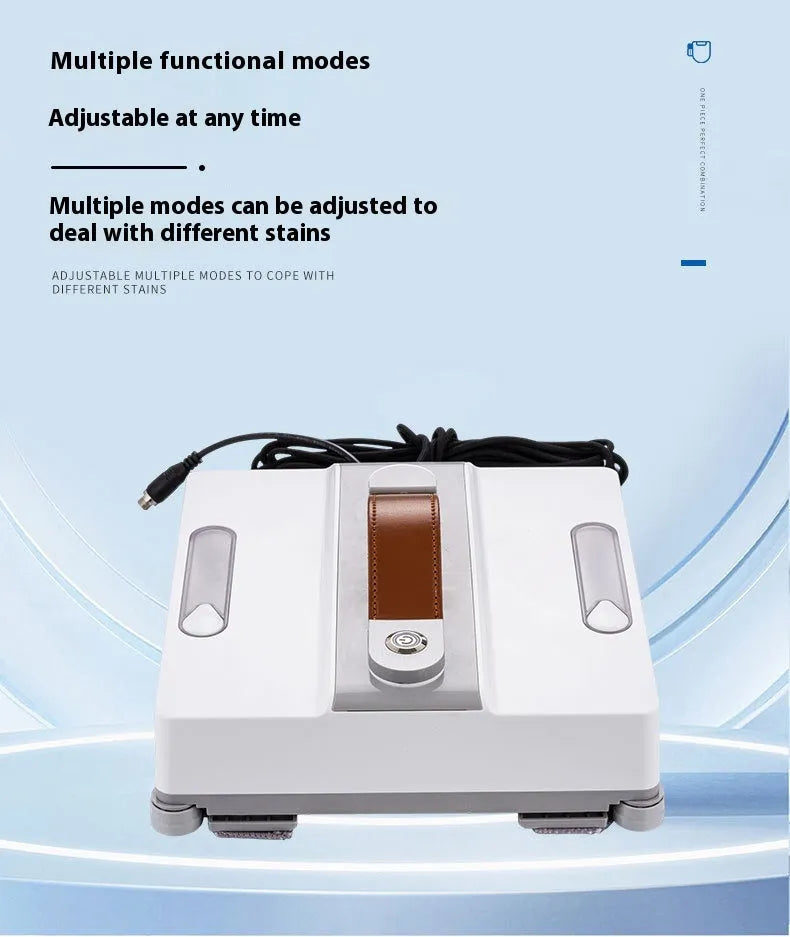 White electric window cleaning robot for automated high-rise window maintenance