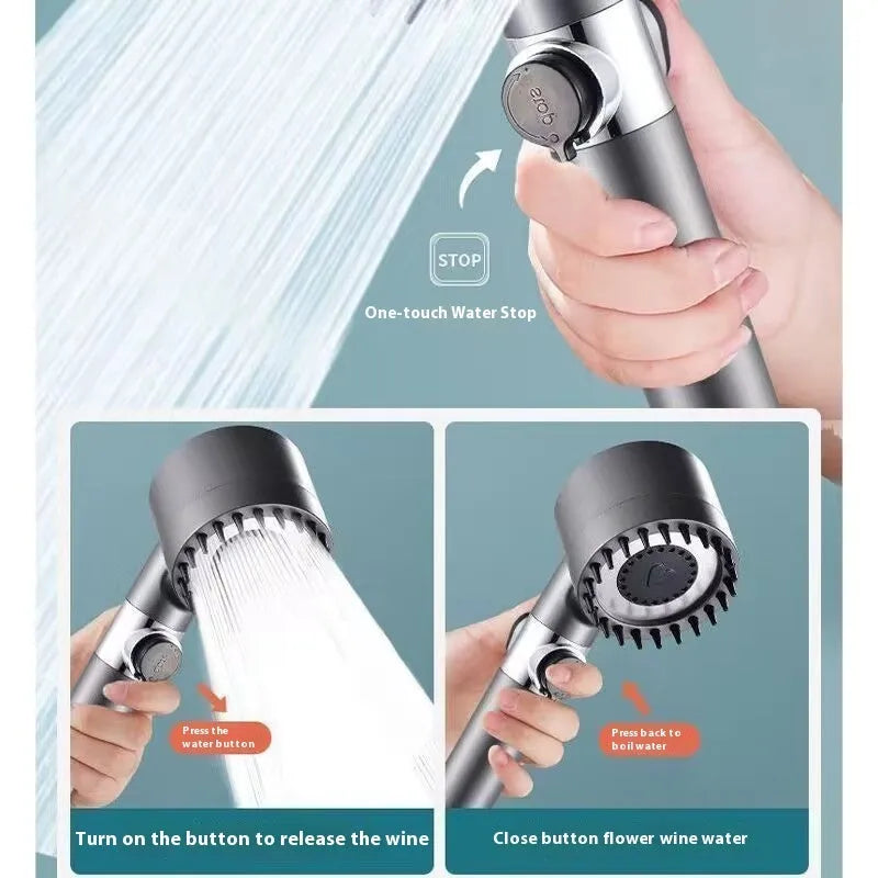 Portable Strong Boost shower head with third gear adjustment and modern design