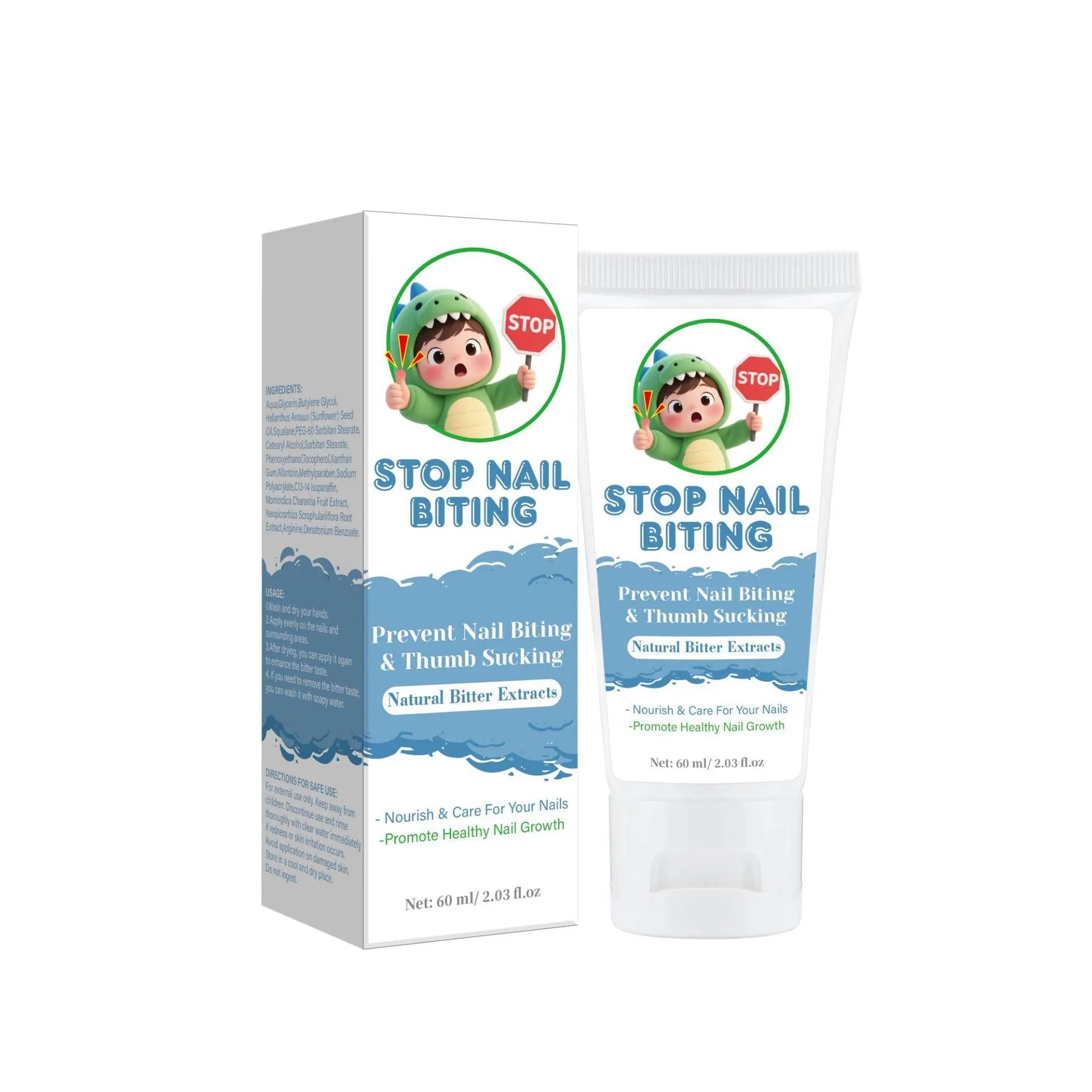60ml nail care cream bottle with neutral packaging for nail biting and thumb sucking habits
