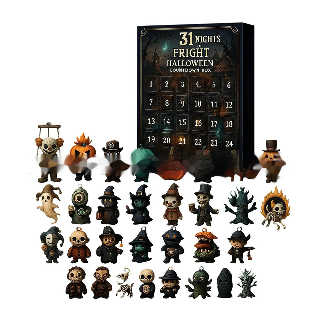 Halloween advent countdown box with horror doll blind boxes in plastic packaging