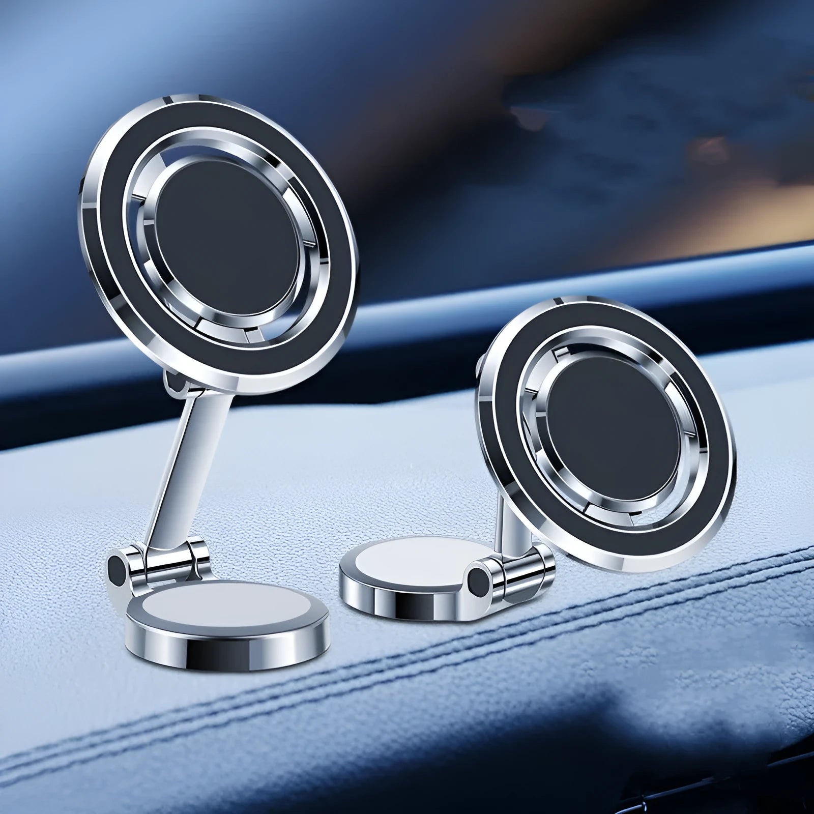 360-degree rotating car phone holder with flexible clip on instrument panel