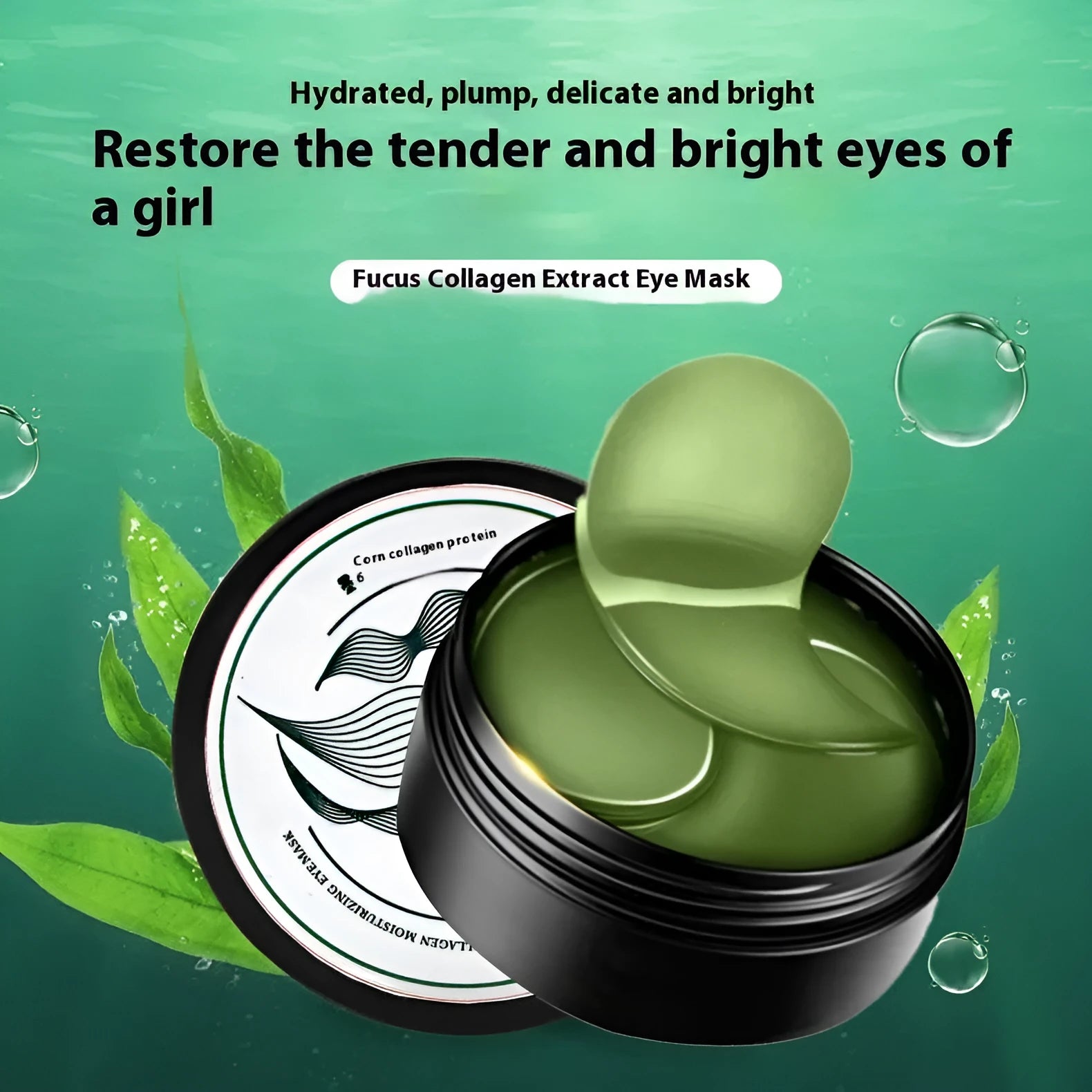 Ink horn adhesive sheet eye mask with green seaweed extract and sodium hyaluronate, 60 pads