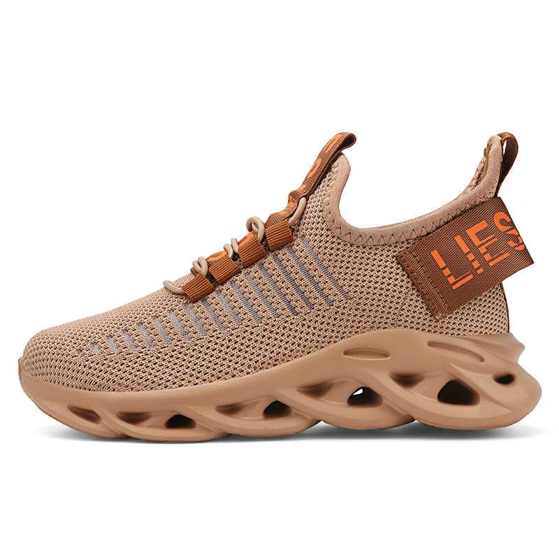 Children's street style sneakers with Velcro straps in black, khaki, or white colours