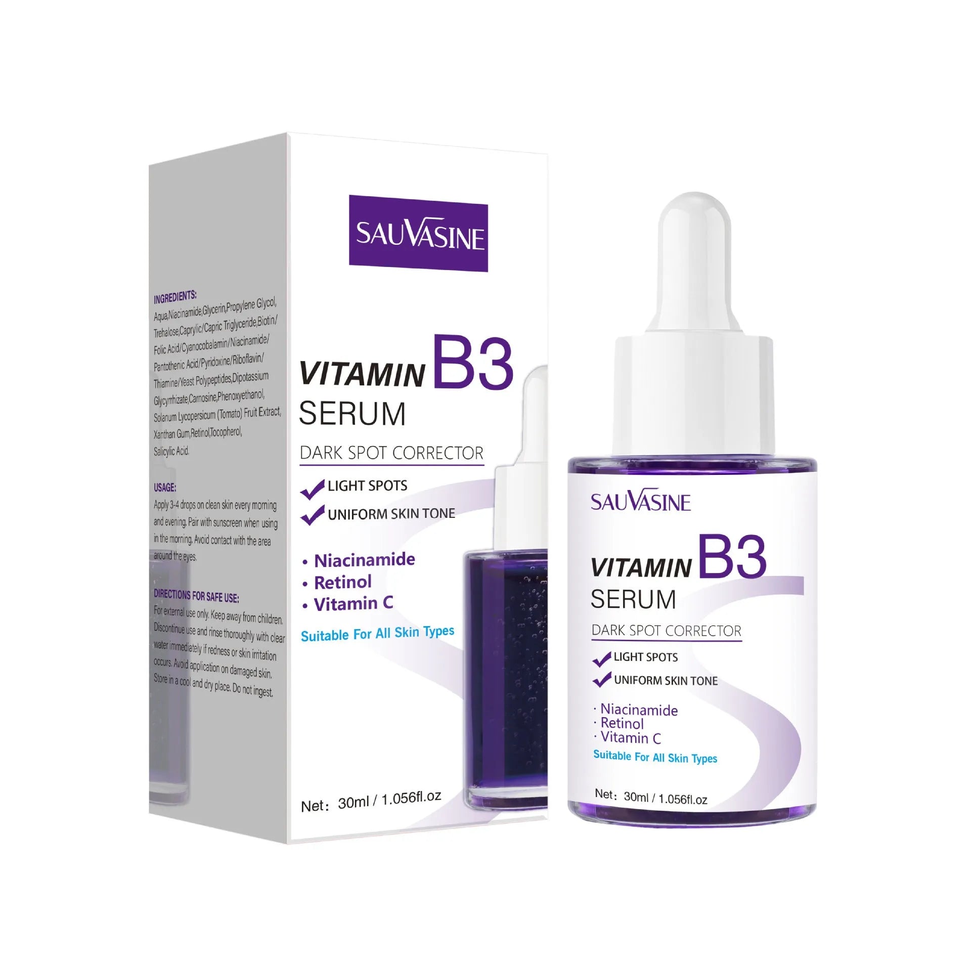 30ml Vitamin B3 facial essence bottle for nourishing and firming skin