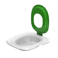 Fifth generation cat toilet trainer with removable litter mat in blue, grey, or green colours.