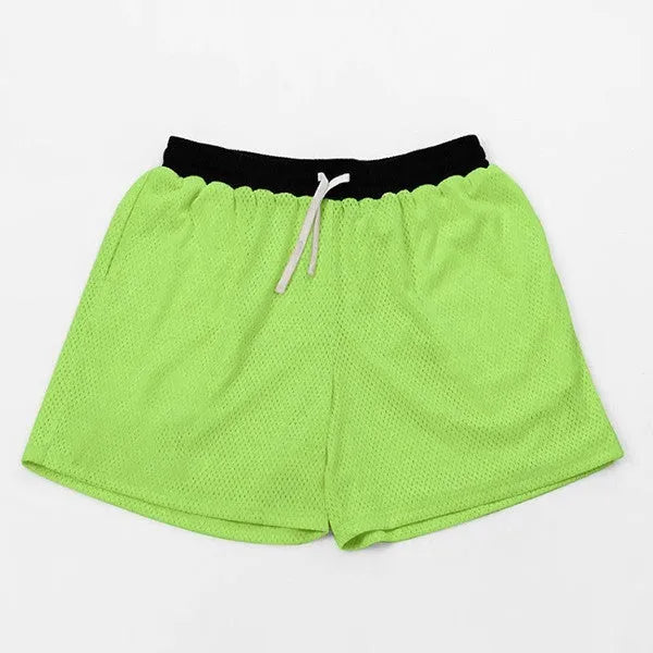 Man's black mesh quick-drying athletic shorts for summer running and fitness.