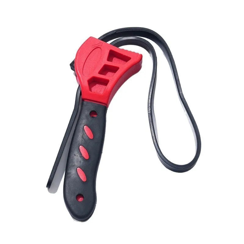 6-inch and 8-inch adjustable rubber strap wrench set with plastic rubber handles