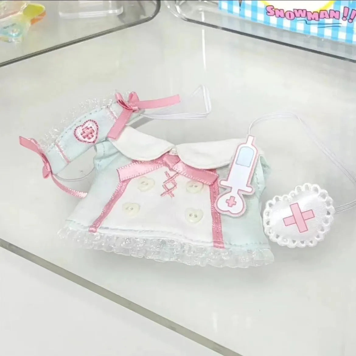 Little Nurse Suit cotton doll clothes designed for 10cm height dolls, small hand guard colour