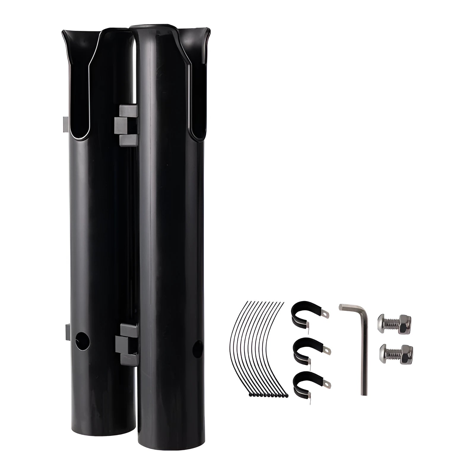 Black carbon fishing rod rack mounted on motorcycle with double-layer plastic rod frame