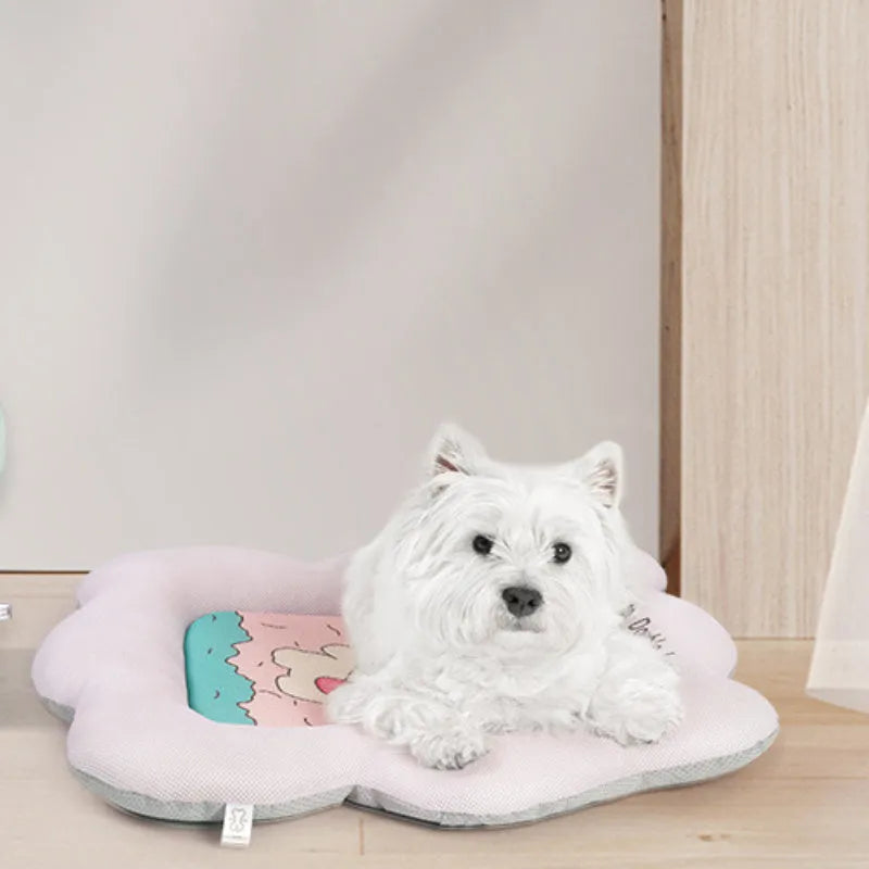 Green pet cooling mat for dogs and cats with gel cooling technology in four available sizes