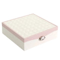 Red PU leather jewellery storage box with large capacity for rings and necklaces.