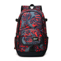 A blue classic nylon backpack with large capacity, showing padded straps and a front pocket.