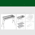 Stainless steel portable folding barbecue oven for outdoor cooking.