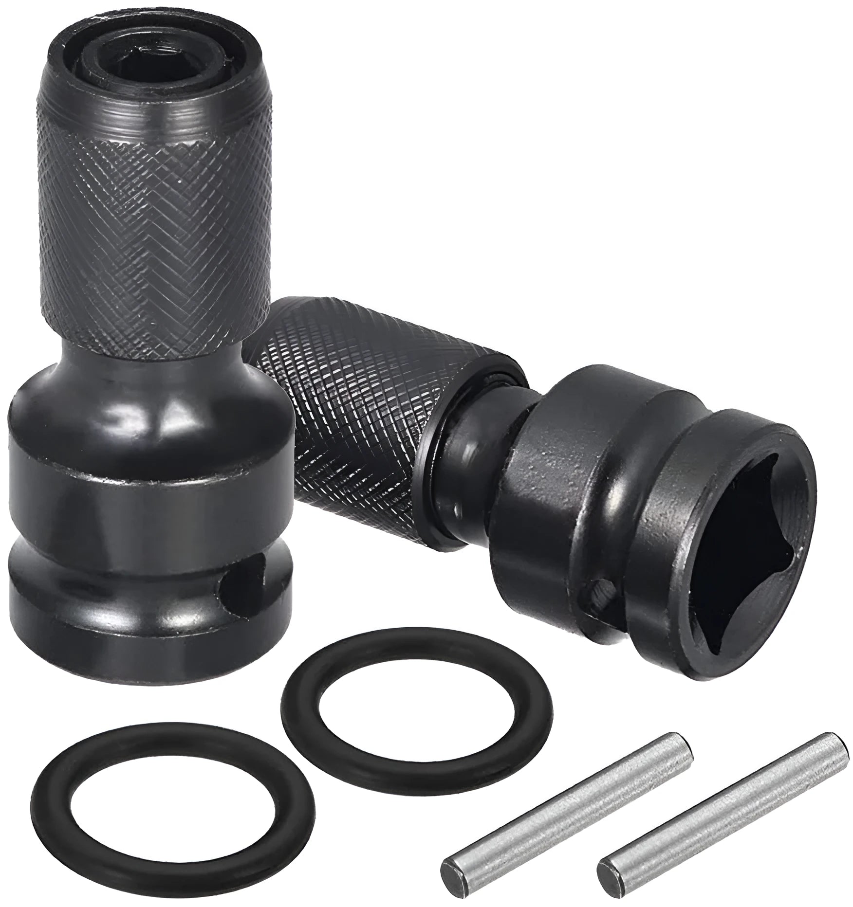 Telescopic scaling bit holder adapter for 1/2" to 1/4" drive conversion with O-ring bolt
