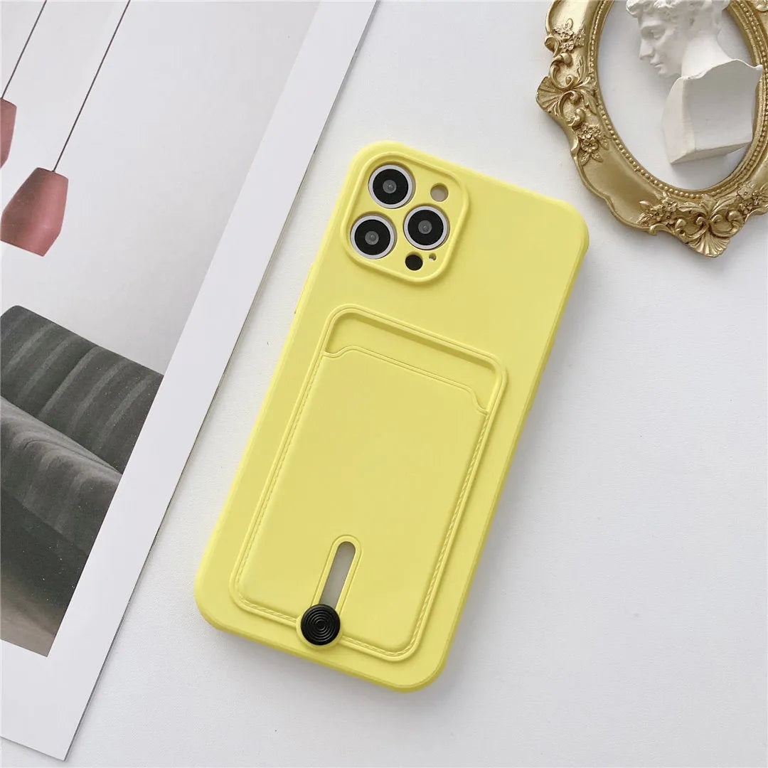 Card holder silicone mobile phone case with lanyard for Apple iPhone, fine hole design, black colour