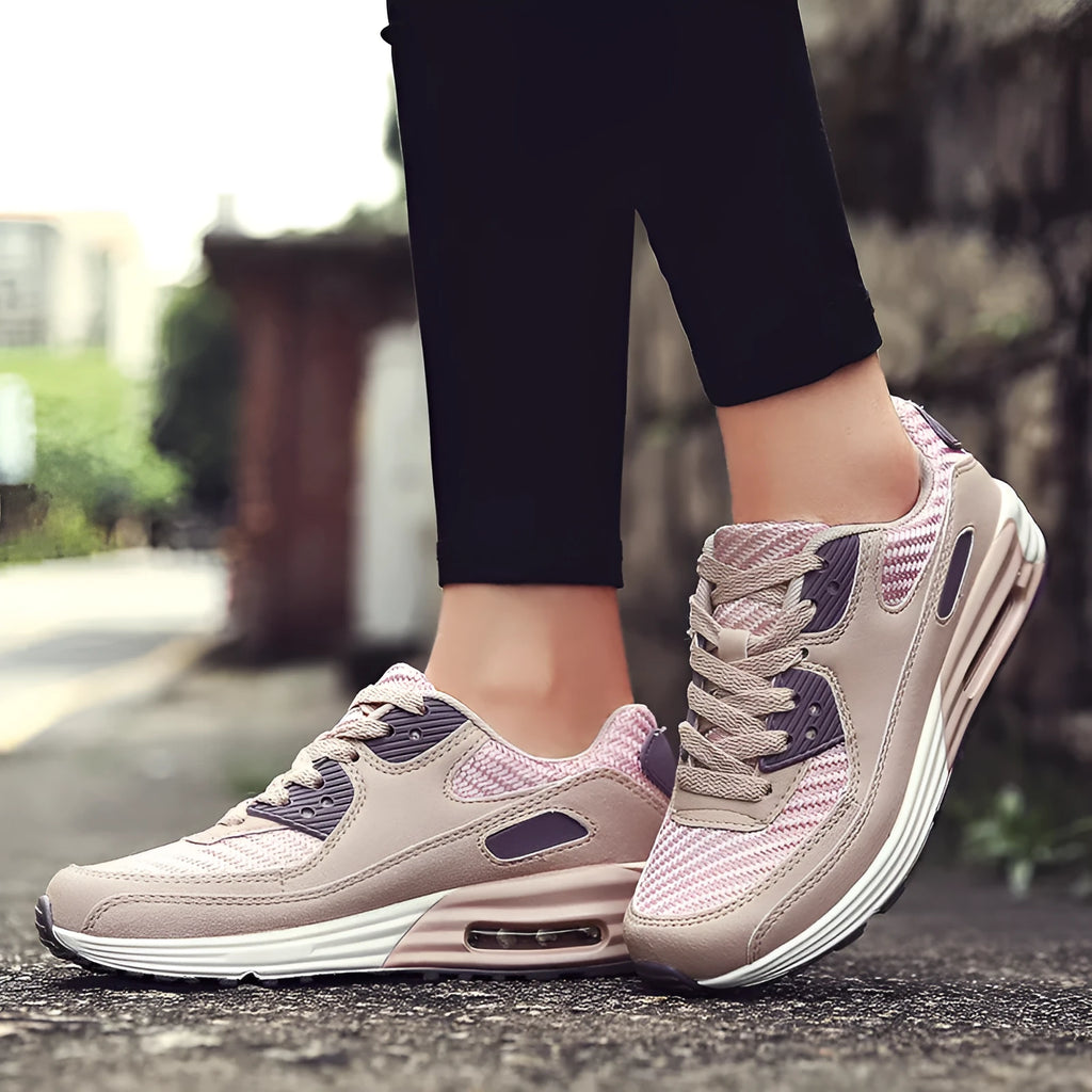 Women's casual shoes with 3.5cm low heel in beige orange, grey and pink purple colour options