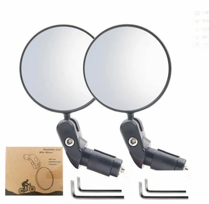Black ABS convex rearview mirror showing 7cm diameter lens and adjustable mount.
