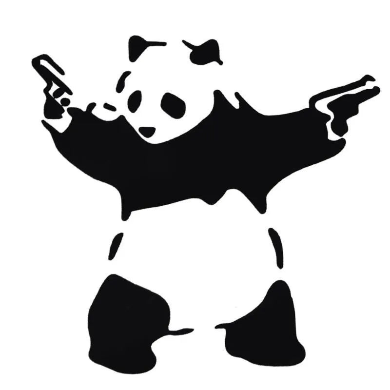 Black reflective panda outdoor sports car sticker 10x10cm PET material